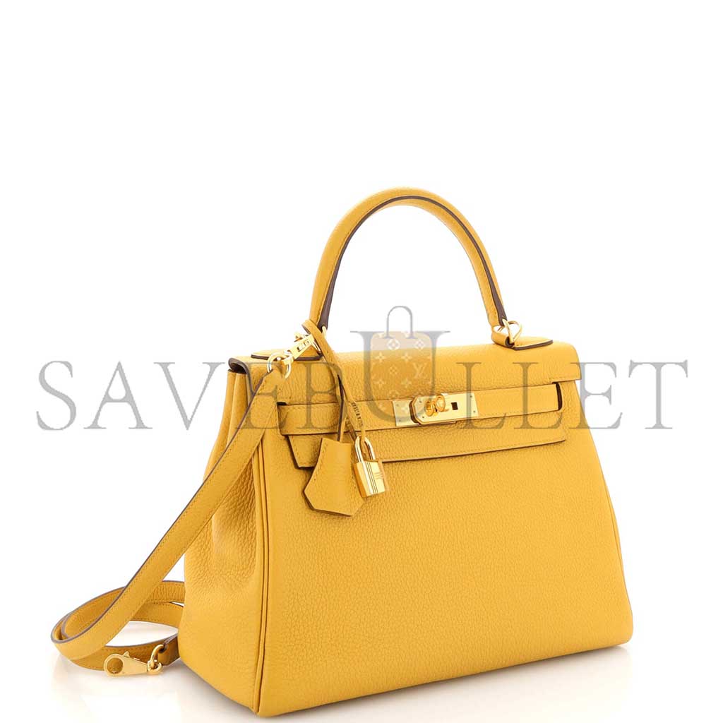 HERMÈS KELLY 28 AMBER YELLOW WITH GOLD HARDWARE (28*22*10cm) 